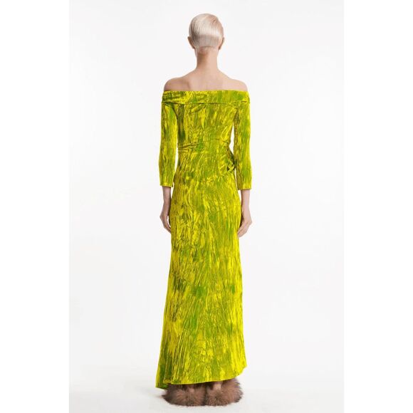 A.W.A.K.E. MODE DRAPED OFF SHOULDER DRESS CITRON SIZE 38(US4) $995 - Picture 3 of 11